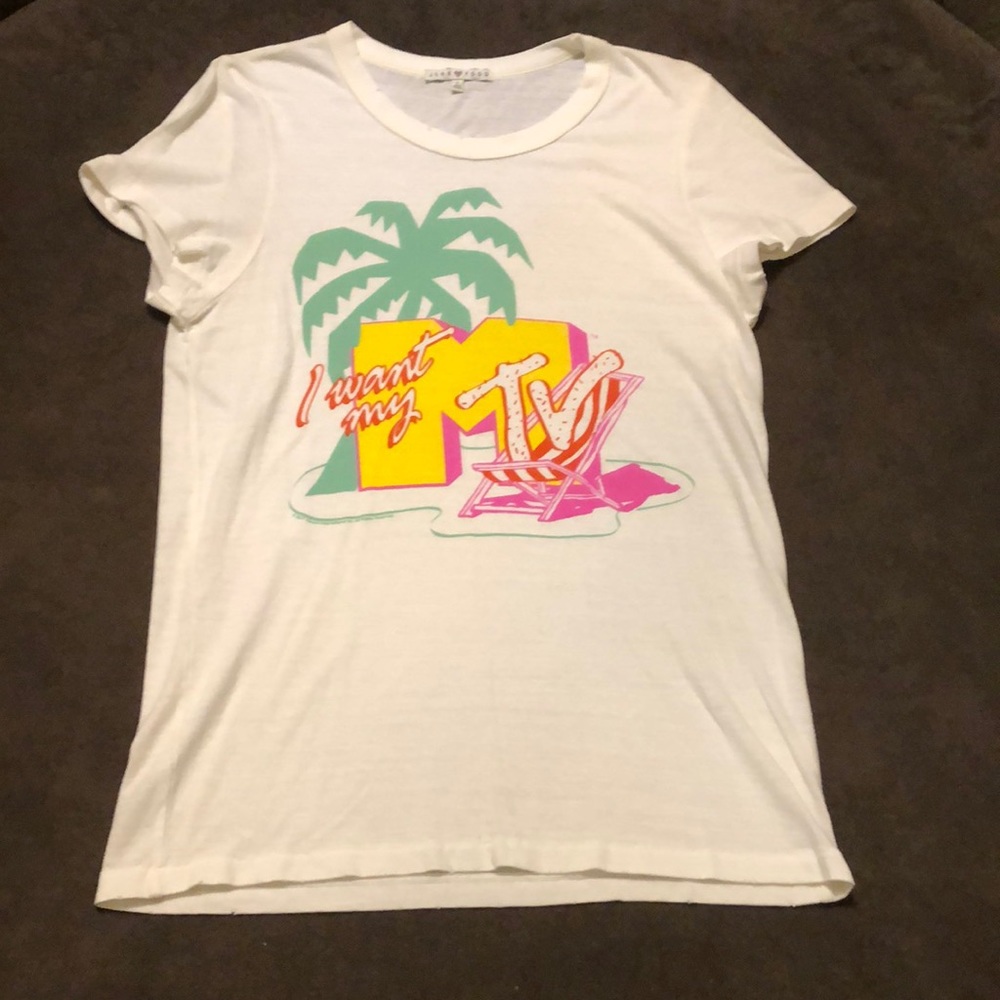 NWOT Junk Food MTV Women’s Slub T-shirt. White. Size: Large. Never been worn.